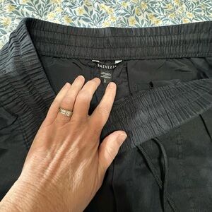 Athleta Retreat Linen Black Elastic Wide-Leg Pants